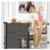 Retractable Baby Gate, Black, Approx. 33" x 55"