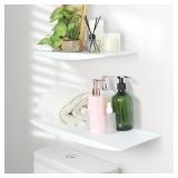 Set of 2 Wall Shelves for Bathroom Dï¿½cor, White So