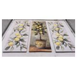 3 Ct. Lemon Wall Art Lot - Approx 8x23x.75"