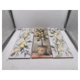 3 Ct. Lemon Wall Art, Approx. 8" x 24"