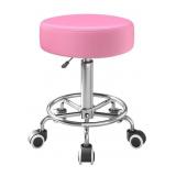 Yeezee Rolling Stool, Pink PU Leather, Adjustable