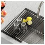 Large Multi Purpose Roll Up Dish Drying Rack - Bla
