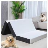 Roxzo Trifold Memory Foam 6" Mattress - White/Dk