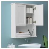 Bathroom Wall Cabinet - White, Approx. 23x29x9" -