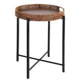 Round Rattan Side Table - Approx. 16" Across, 23"