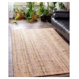 Bamboo Collection Hand Made Braided Jute Rug, Tan