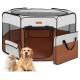 Akinerri Dog Playpen, Small, Brown, Approx. 30.5"