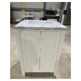 Single Sink Vanity With Gray Marble Top, Good Cond