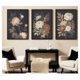 3 Pcs Ready to Hang Canvas Vintage Peony Flower 14