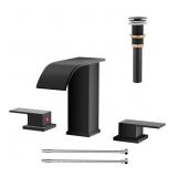 Avsiile Matte Black Waterfall Bathroom Faucet, 3 H