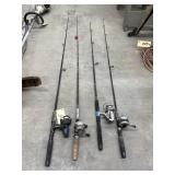 4 Fishing Rods & Reels - Assorted