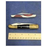 3-Blade Metal & Wood Pocket Knife & Knife