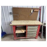 Work Bench w/5-Drawers & Pegboard