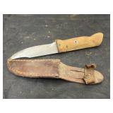 Homemade Knife in Leather Sheath