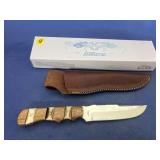 Steel Stag Fixed Blade Knife w/Leather Sheath