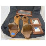 2 - Wood Wall Sconces & 3 Small Mirrors