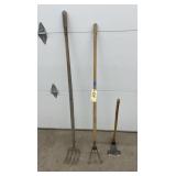 Pick Axe & 2 Garden Tools