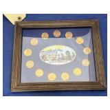 Framed Coins - 13 Copper Coins