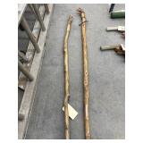 2 Carved Wooden Walking Sticks