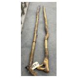 2 Carved Wooden Walking Sticks
