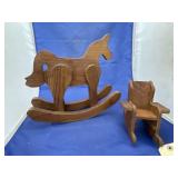 Wooden Rocking Horse & Rocking Chair