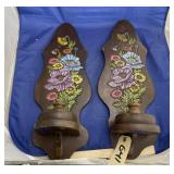 2 Pcs - Wooden Sconces - As Is