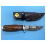 Handmade Damascus Steel Knife In Sheath