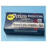 Fiocchi 9mm Luger FMJ - 50 Rounds
