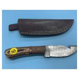 Handmade Damascus Steel Knife In Sheath