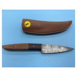 Handmade Damascus Steel Knife In Sheath
