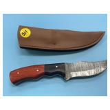 Handmade Damascus Steel Knife In Sheath