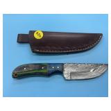 Handmade Damascus Steel Knife In Sheath