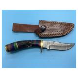 Handmade Damascus Steel Knife In Sheath