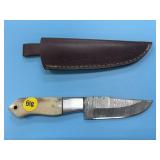 Handmade Damascus Steel Knife In Sheath