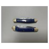 2 Blue Snake Skin Knives
