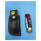 Handmade Damascus Steel Knife In Sheath