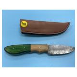 Handmade Damascus Steel Knife In Sheath
