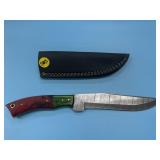 Handmade Damascus Steel Knife In Sheath
