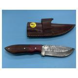 Handmade Damascus Steel Knife In Sheath