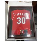 Framed Autographed Baseball Jersey  - Feliz