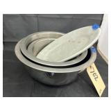 3 - Nesting Stainless Steel Bowls & Platter