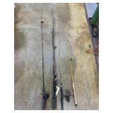 4 - Assorted Fishing Poles & 2 Reels