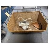 Wicker/Wire Magazine Basket /Fan