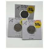 3 - Buffalo Nickels 1935 P-D-S