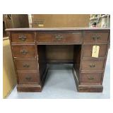 Vintage Wood Desk 9-Drawer