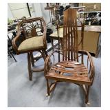 Hickory Rocker & Wooden Swivel Bar Stool