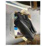 Leather Toiletries Bag & Assorted Office Supplies