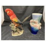 Parrot Figurine & Ceramic Vase