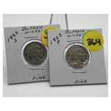 2pc - 1925 - P&S Buffalo Nickels - Both Fine