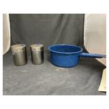 Salt/Pepper Shakers & Granite Pot